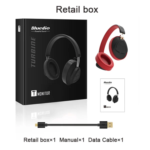 Red with retail Bluedio TM Bluetooth наушники беспроводные наушники музыкальные наушники для телефона монитор студийные наушники Голосовое управление BT5.0 наушники - Цвет: Red with retail