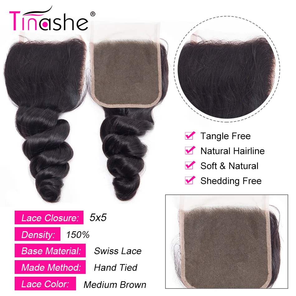Волосы Tinashe бразильские свободные волнистые волосы 5 Х5 с кружевной застежкой