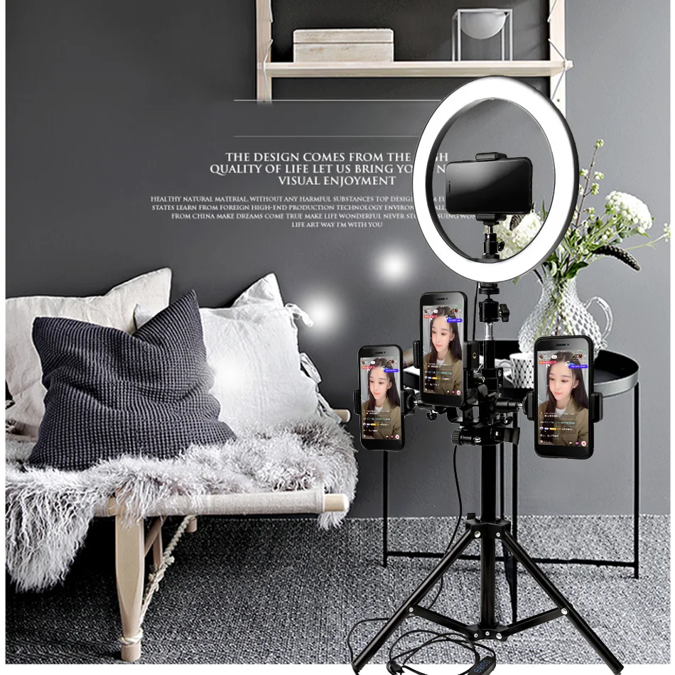 Фото Кольцевой светильник для фотосъемки Селфи 26 см Диммируемый светодиодный камеры Кольцевой светильник для фотосъемки Селфи 26 см Диммируемый светодиодный камеры