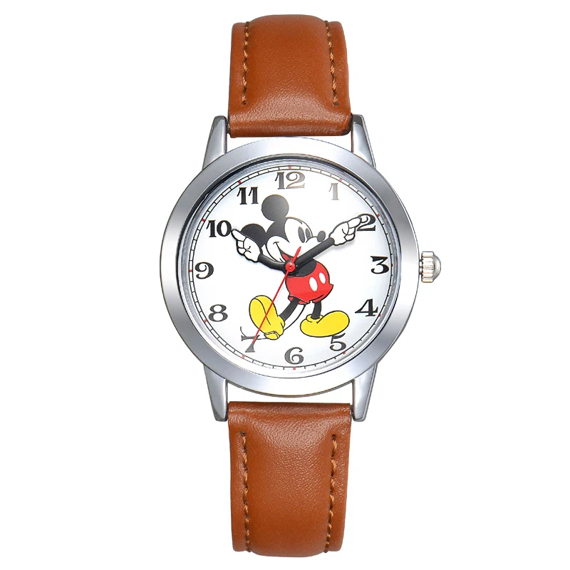 Мужские и женские часы disney, детские часы, оригинальные брендовые кварцевые наручные часы для девочек и мальчиков, кожаные часы, подарок