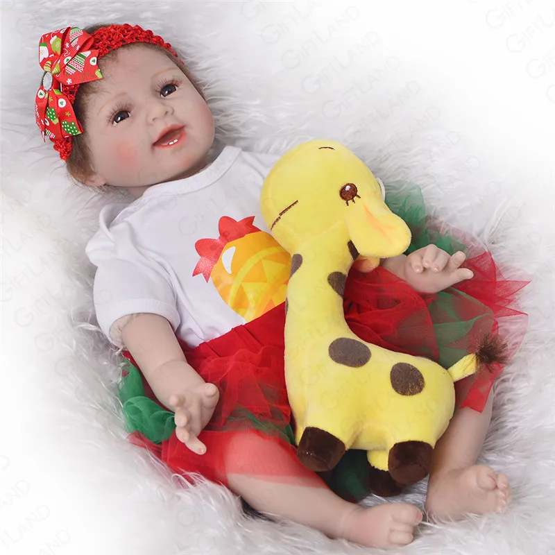 Reborn Baby Doll 22 дюймов силиконовые Boneca реалиста модные куклы для принцессы Детский