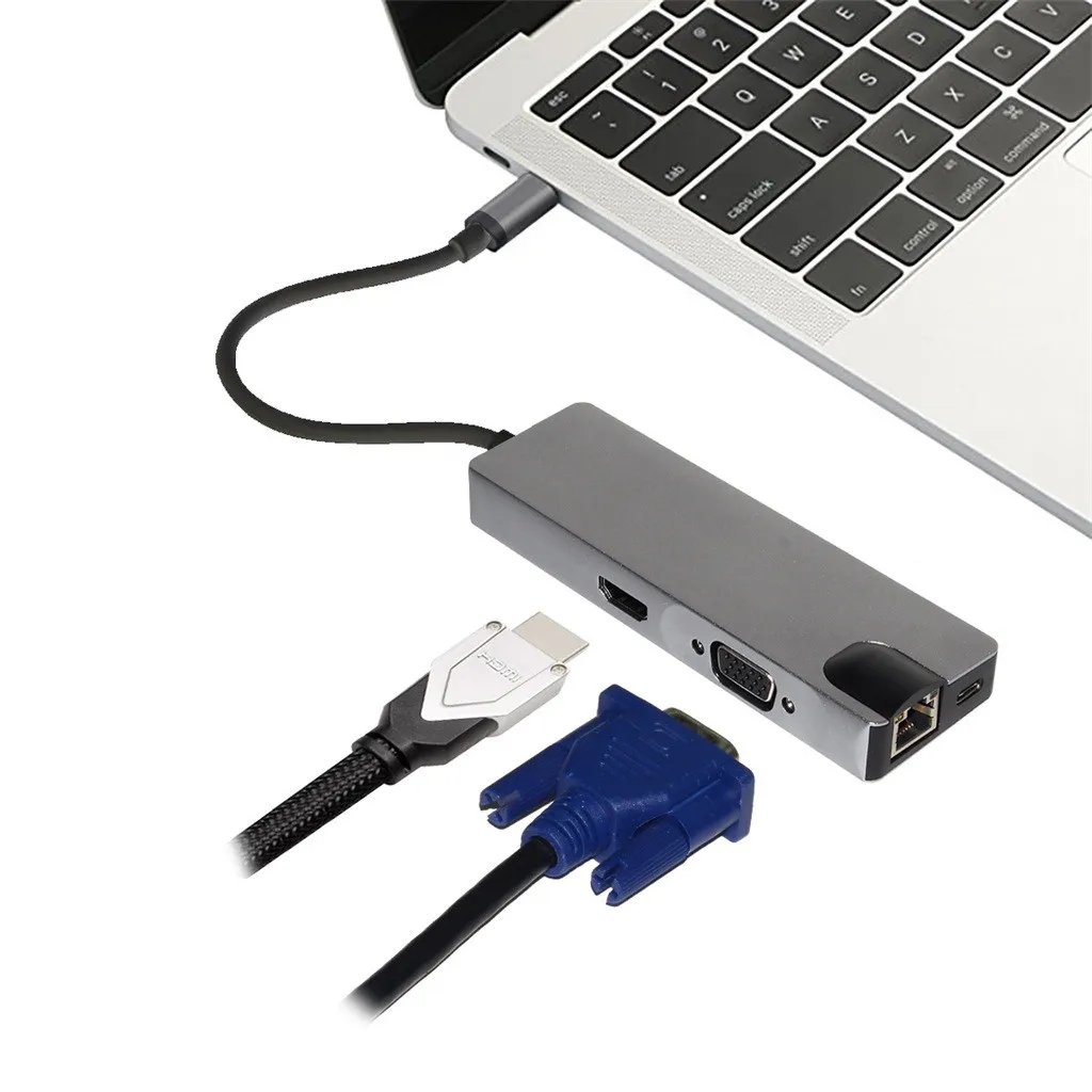 Адаптер Type C 8 в 1 с разъемом HDMI 4K RJ45 2 USB3.0 расширенная док станция PD для зарядки OTG