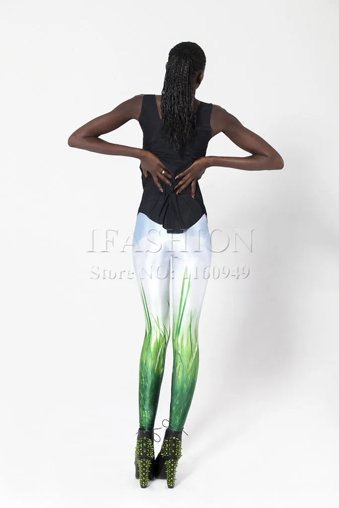 women legging white green leggings shiny fashion 2014 clothes grass spring free shipping | Женская одежда
