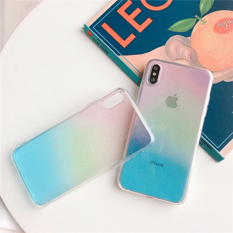 Gradient rainbow Phone Cases For iPhone 6 6s 7 8 X XS max XR Case iridescent Soft Transparent Silicone Clear Back Cover |