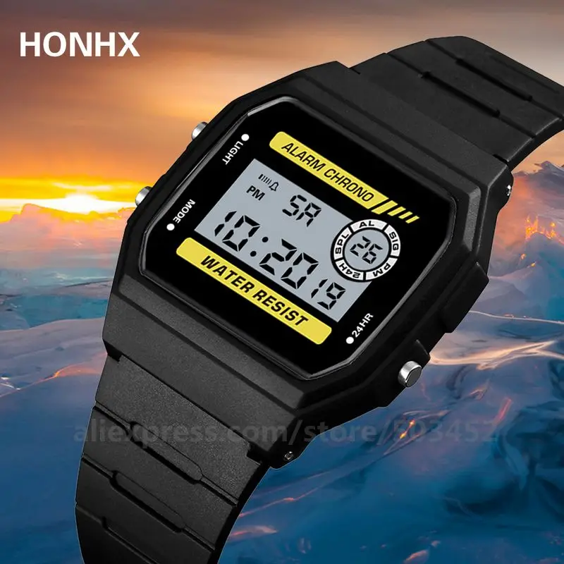 100 шт./лот HONHX94 зеркало из плексигласа часы Бег наручные часы хронограф календарная дата многозонный водонепроницаемые цифровые часы