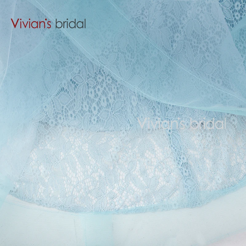 Vivian's Bridal Tiffany Blue Mermaid Prom Dress Sleeveless Lace Crystal Organza Evening Party WD360-17 | Свадьбы и торжества