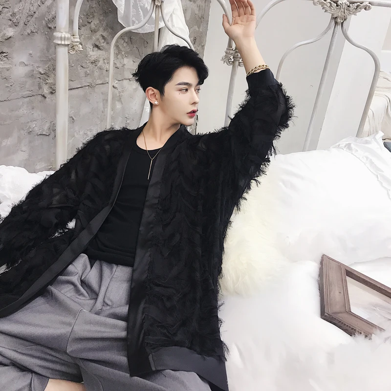 Мужской повседневный Свободный кардиган в стиле Харадзюку винтажный Готический