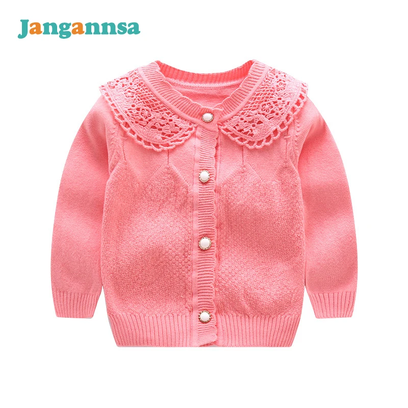 Вязаный хлопковый свитер с круглым вырезом для маленьких девочек Свитера