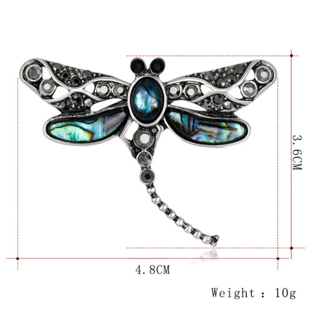 olowu Antique Animal Brooch Crystal Jewelry Broach Women Accessories Raw Color Shell Pins And Brooches Gifts Dragonfly | Украшения и