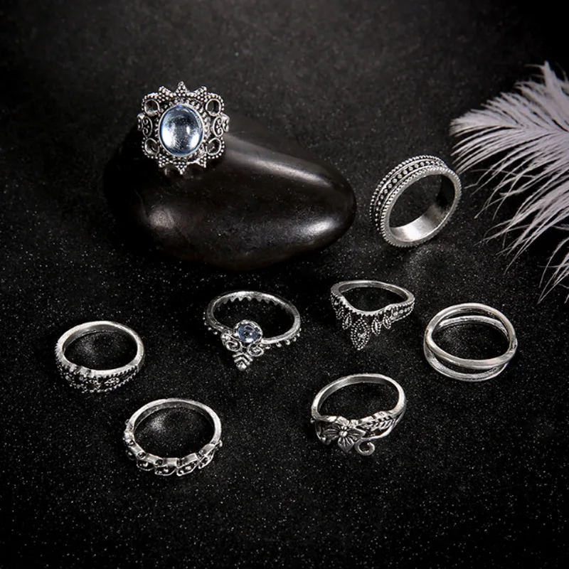 8 шт./компл. элегантные Геометрические кольца ювелирные изделия в стиле ретро