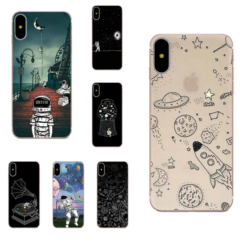 Космическая Луна астронавт Черный Белый для Galaxy Alpha Core Note 2 3 4 S2 A10 A20 A20E A30 A40 A50 A60 A70