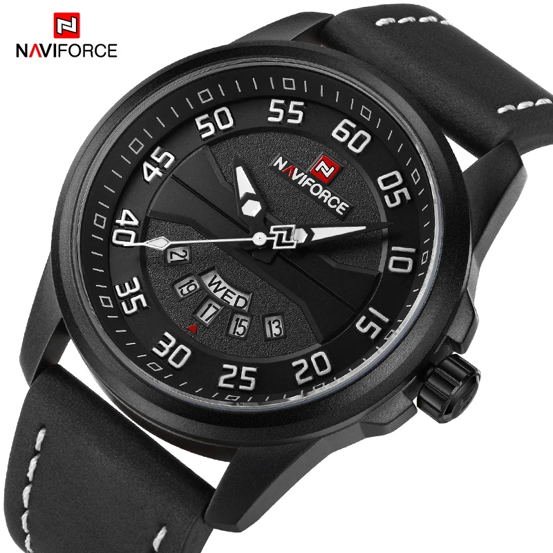 

Часы наручные NAVIFORCE Мужские кварцевые, брендовые Роскошные армейские в стиле милитари, водонепроницаемые спортивные с кожаным ремешком, с д...