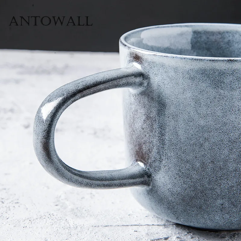 Керамическая кружка ANTOWALL в японском стиле серая чашка для кофе простая Питьевая