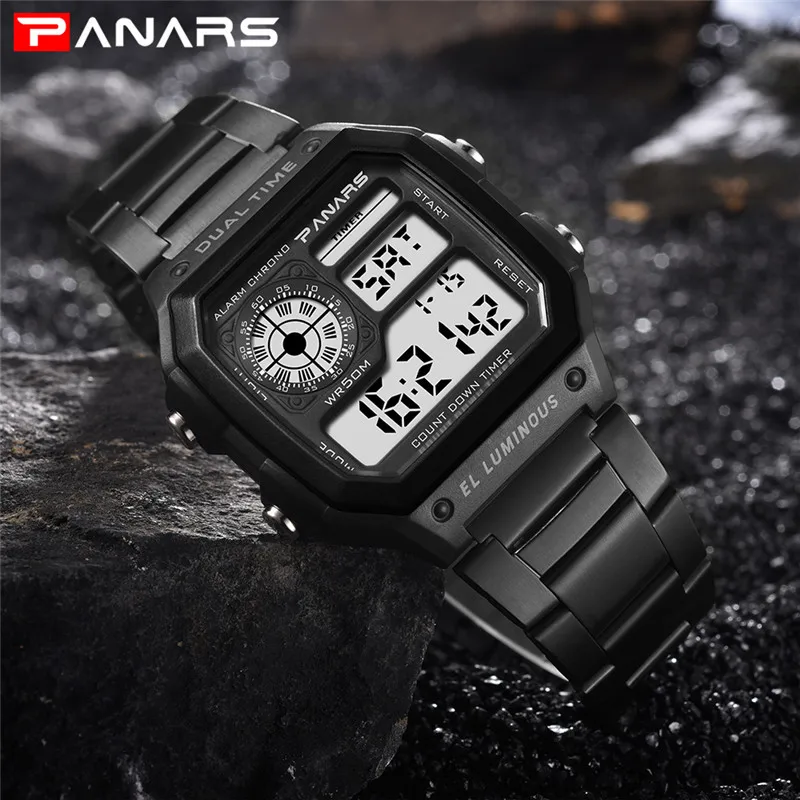 Цифровые часы Prevail Relojes Deportivos мужские ретро золотые электронные панары из