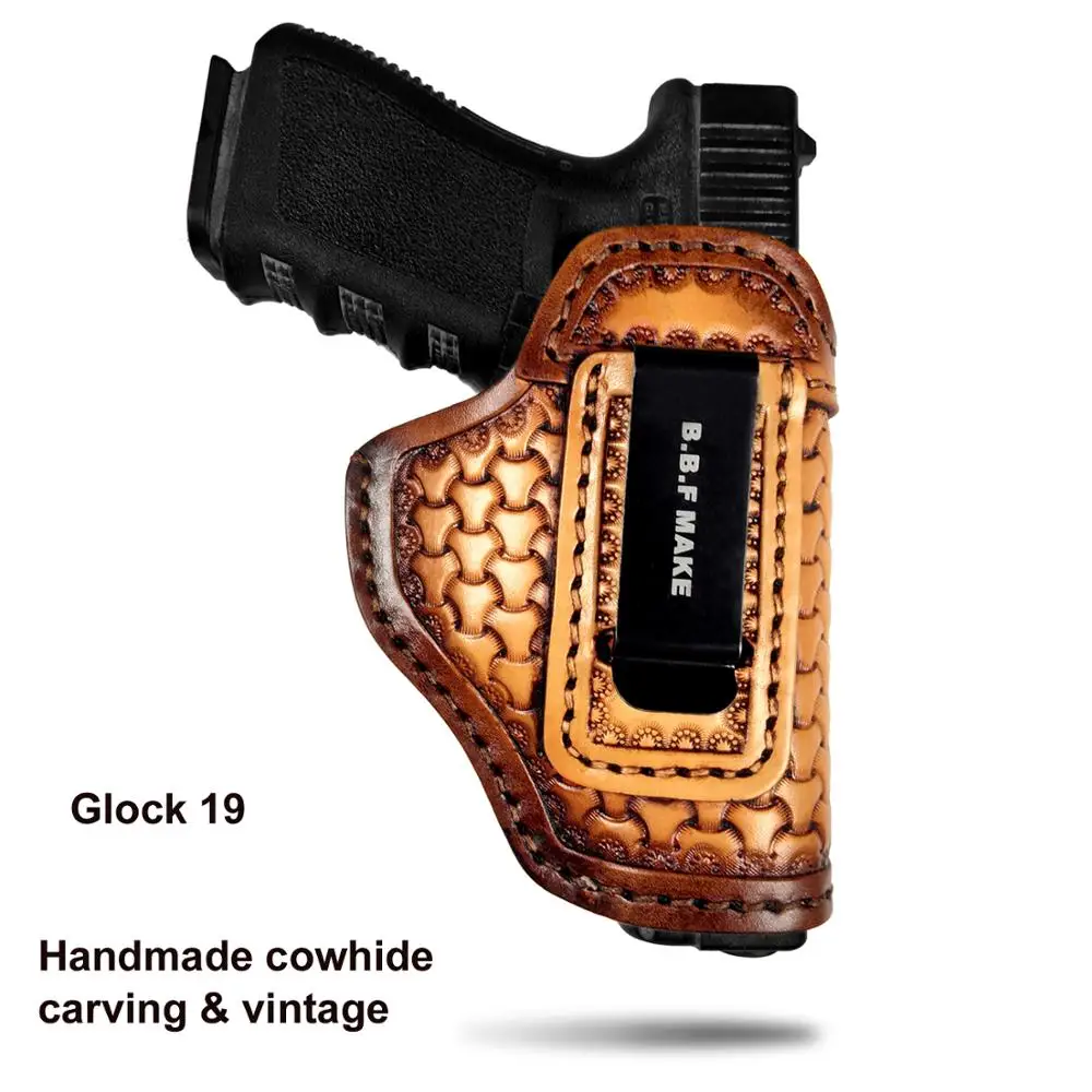 B.B.F MAKE Пистолет Чехол кожаный мешок Patternt сумка доски для S& W М& P щит GLOCK 17 18 19 22 23 26 27 32 42, 43 SpringField Cas