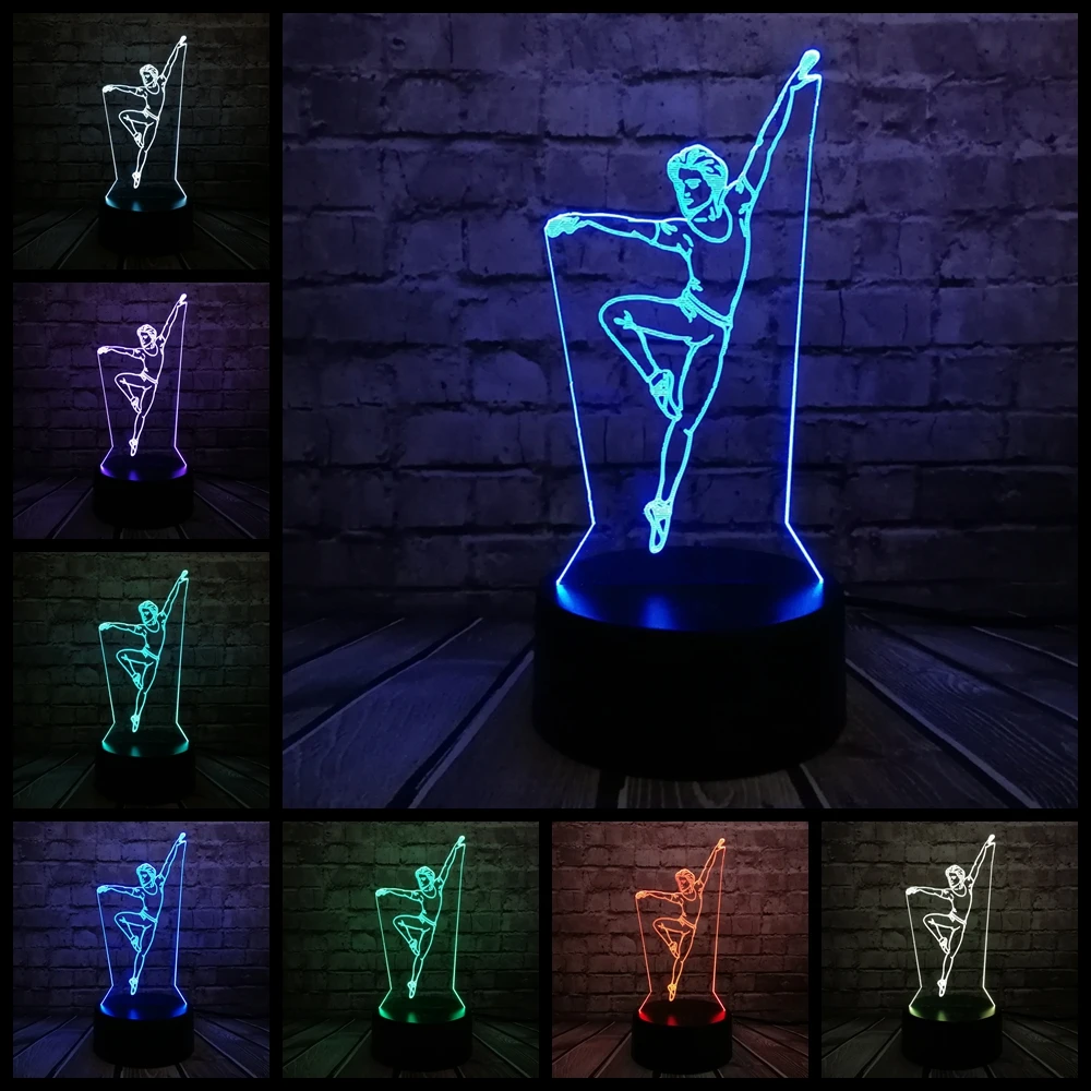 Элегантный танцор человек 3D лампа ночник USB СВЕТОДИОДНЫЙ освещения Mulitcolor Рождественский подарок декоративные luminaria Таблица Спальня светильник