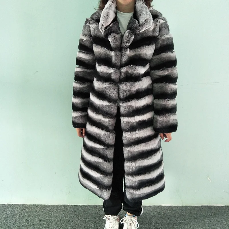 FURSARCAR Thick Winter Real Fur Coat Women Natural Rex Rabbit Fur Jacket With Fur Collar wholesale 2021 New Luxury Winter Fur