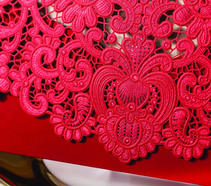 Personalized Elegant Floral Laser Cut Red flower design Wedding Invitation card 30SET/LOT Free Printing | Дом и сад