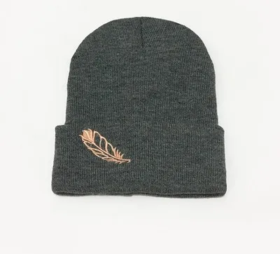 

Winter Casual Unisex Caps Leaves Embroidery Beanie Skullies Knitted Hat Warm Hip Hop Caps