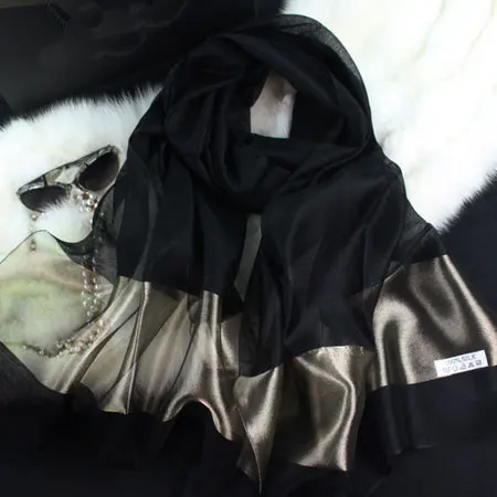 [LOBESLI ]2014 new silk women scarf 10 color fashion black stitching gold scarves cotton shawls brand wj0120 | Аксессуары для