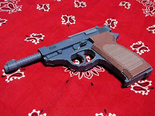 Бумажная модель высокого разрешения Рисунок 1: 1 Walter P38 пистолет Бумажная модель