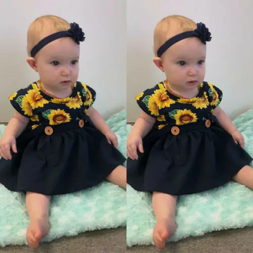 Комплекты для новорожденных девочек топы с подсолнухами футболка юбка комплекты