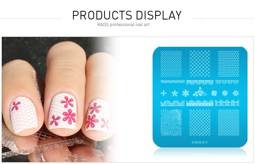 KADS Мода Цветы и Кружева Дизайн Ногтей Печать Печать Плиты Nail Art Шаблон Красоты Маникюр Трафарет DIY Польский Инструмент