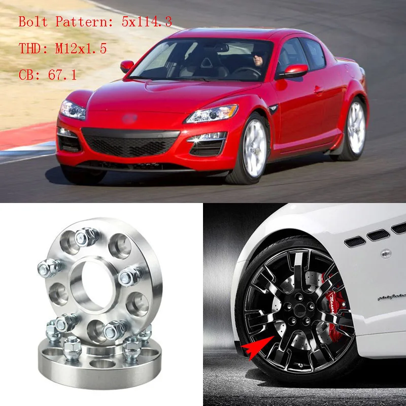 4 шт. 1 &quotколеса прокладки Адаптеры 5 Lug 5x4 5&quot/5x114.3 12x1.5 шпильки для Mazda RX 8 2003 +|lug