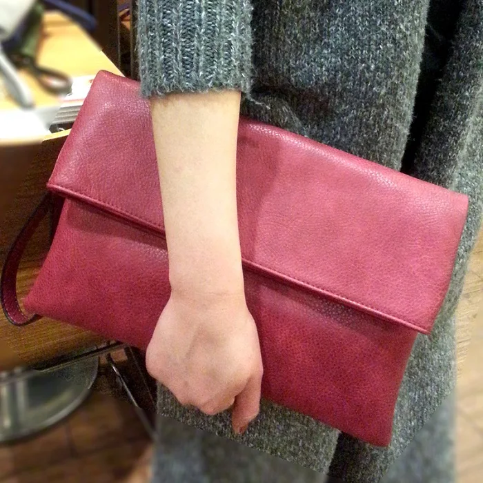 Популярная зеленая женская сумка-конверт из искусственной кожи