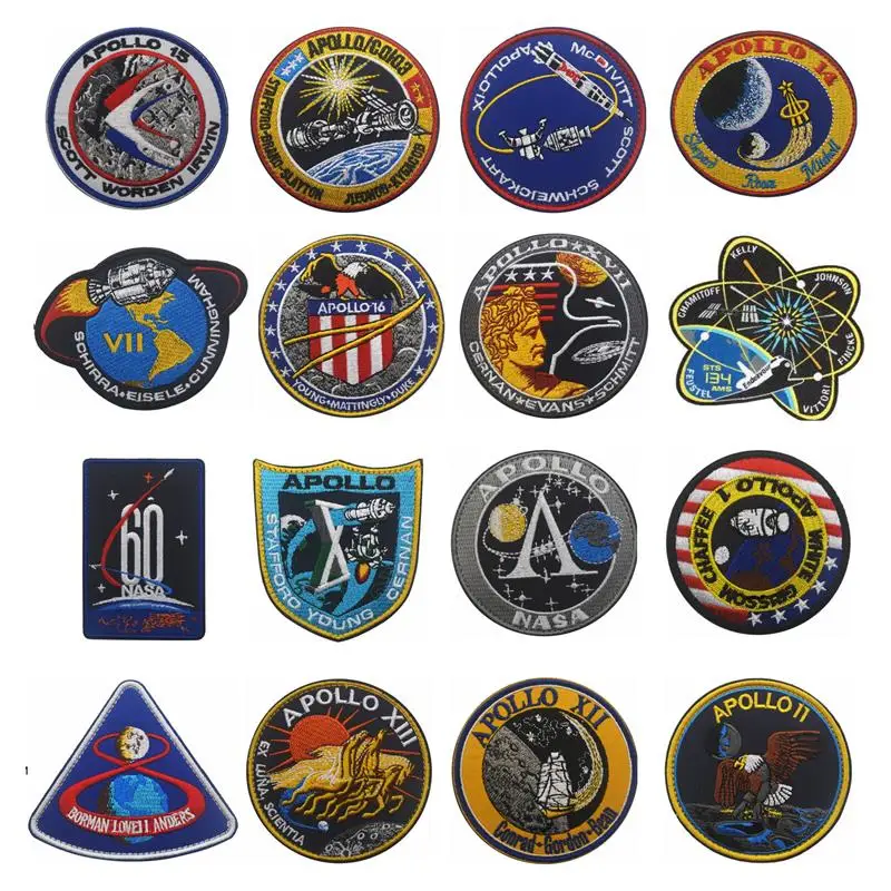 APOLLO Missions Вышивка Патчи астронавт космический корабль эмблемы коллаж США тактический боевой патч наружная нарукавная нашивка наклейки
