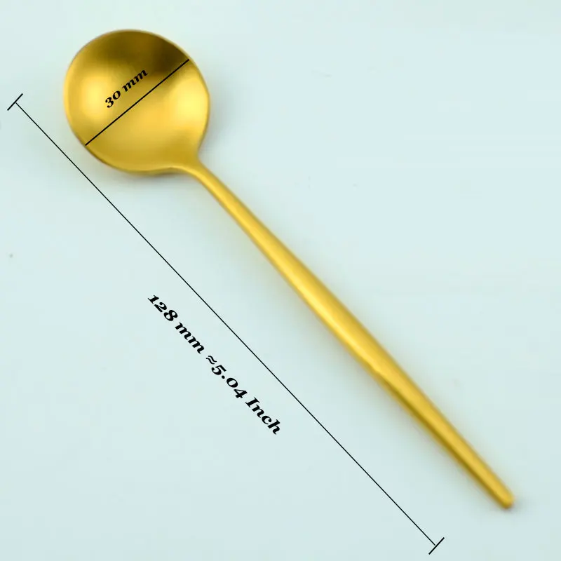 Coffee Spoon 1pcs 4/1 шт/набор чистое золото Европейский столовый нож ложка 304 нержавеющая сталь западные эко столовые приборы, для кухни еда посуда столовый набор - Цвет: Coffee Spoon 1pcs