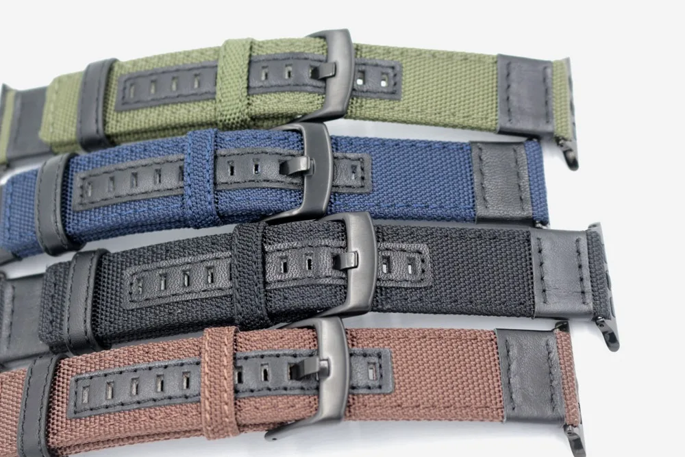 URVOI band для apple watch series 6 SE 5 4 321 прочный ремешок iwatch из парусины с натуральной кожей
