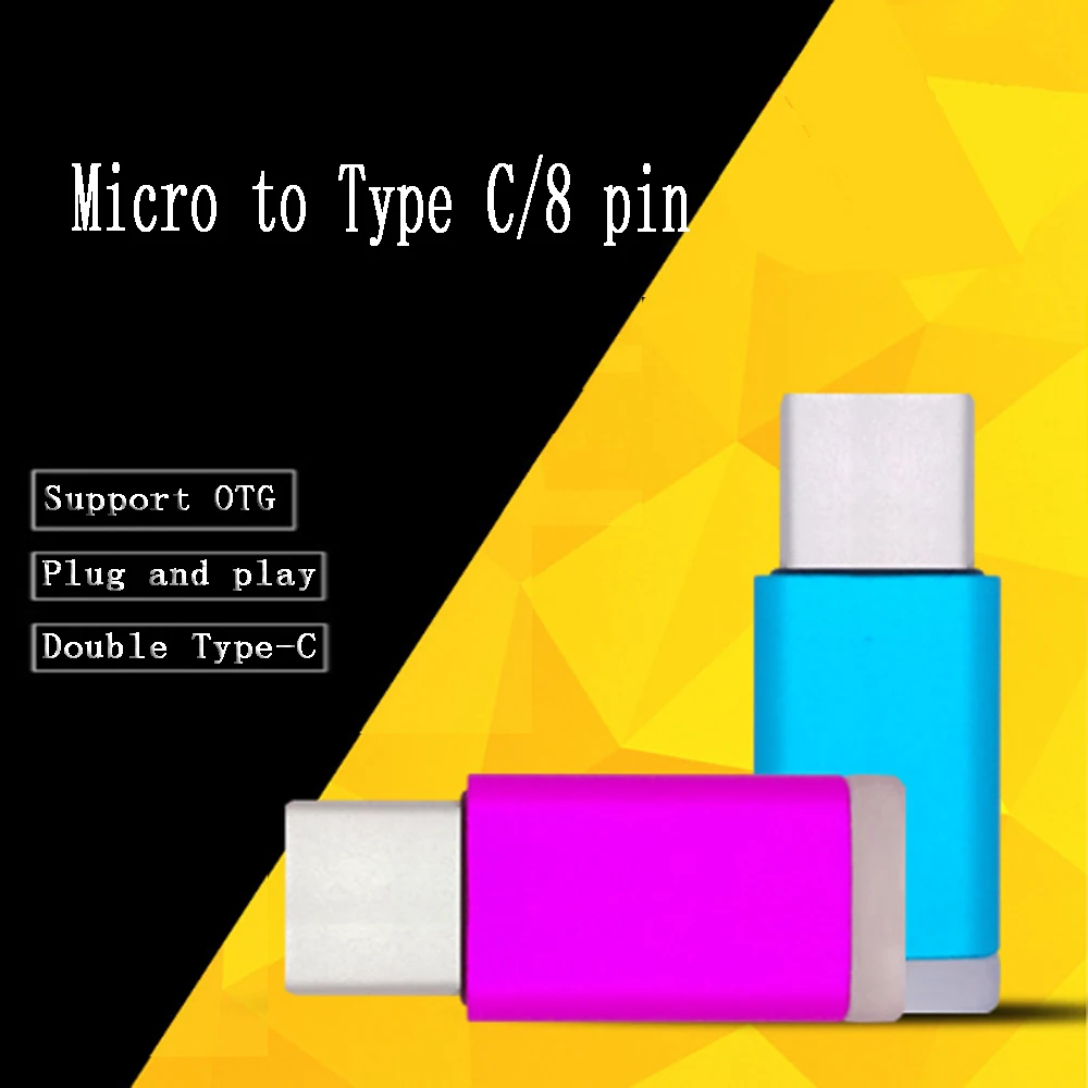 Мини O TG адаптер для передачи данных Micro USB Female To 8 Pin/Type c Male iph или Huawei Синхронизация