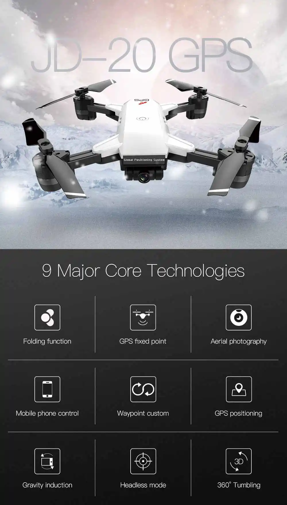 JDRC JD-20G JD20G gps динамический слежение Wi-Fi FPV с 1080P HD камера складной Радиоуправляемый Дрон Квадрокоптер RTF уличные игрушки для мальчика