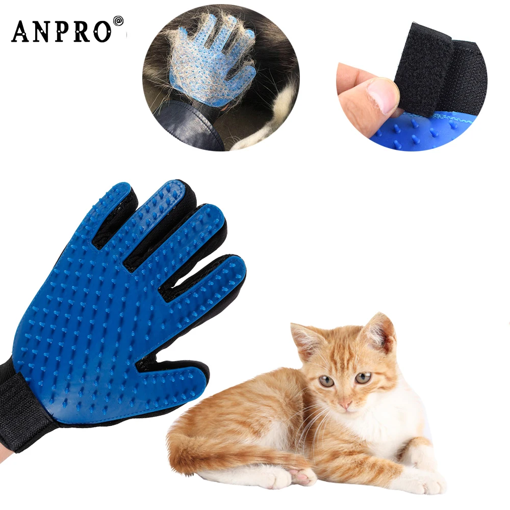 Anpro стрижка кошек и собак щетка для чистки перчаток эффективный массаж спины массаж животных Купание волос перчатки расчески для собак