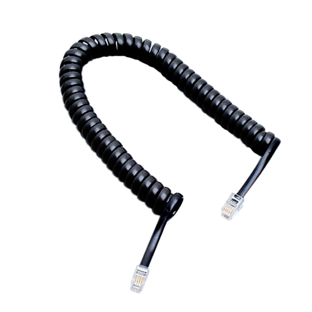 

Replacement RJ11 4P4C Plug Coiled Stretchy Telephone Handsets Cable Line Black