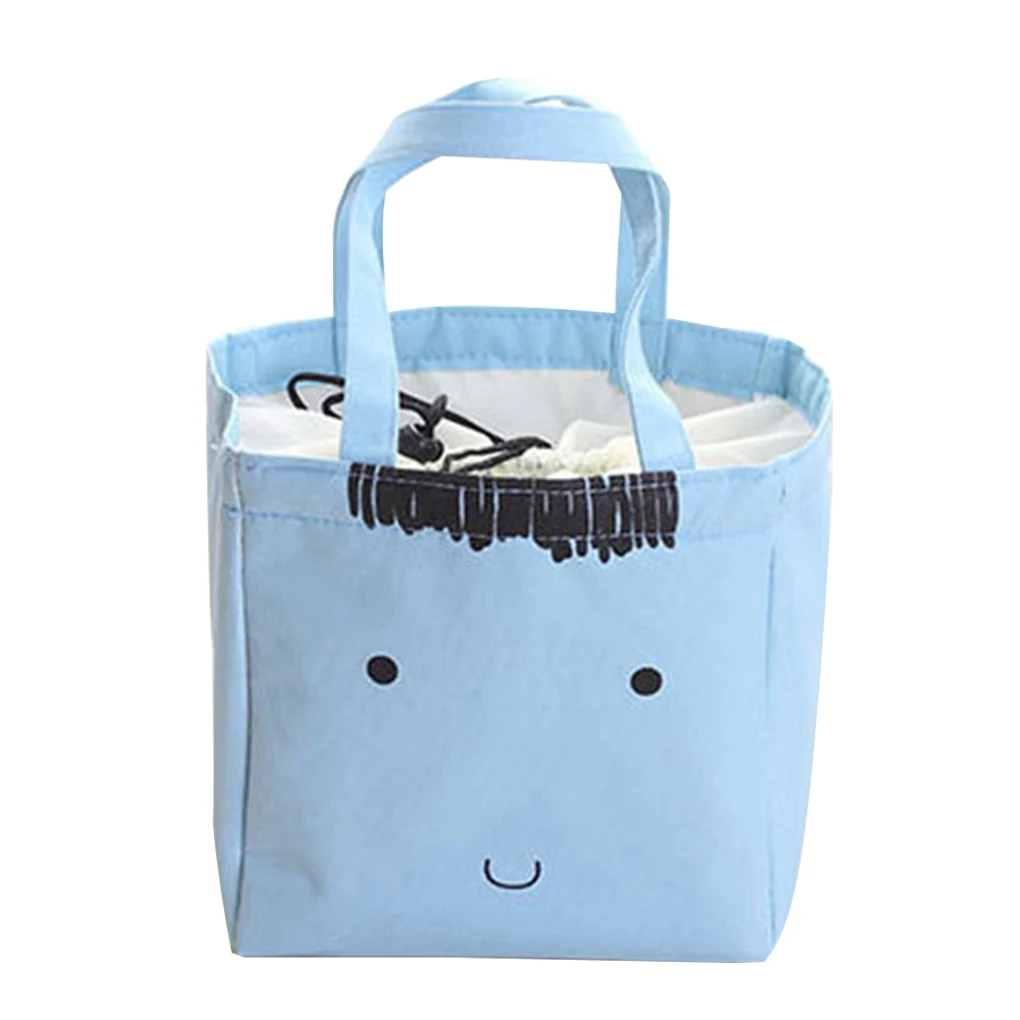 Blue Модная сумка для обеда с мультяшным медведем, кошкой, Кроликом, холщовые сумки для обеда, Детская Термосумка, сумка для еды - Цвет: Blue