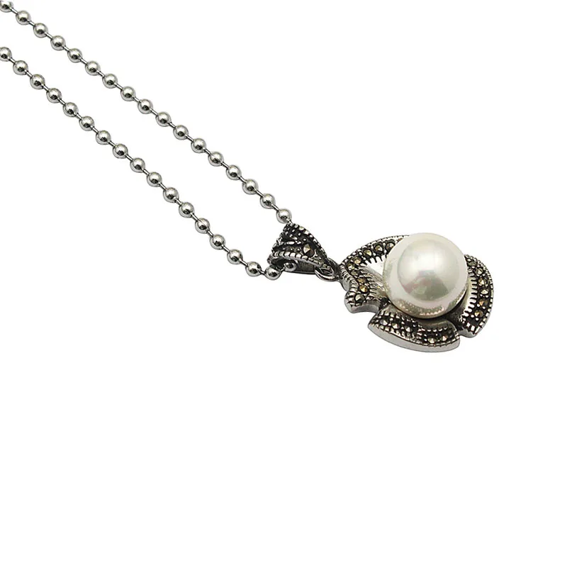 Женское винтажное ожерелье из нержавеющей стали с жемчугом подвеской в виде 3