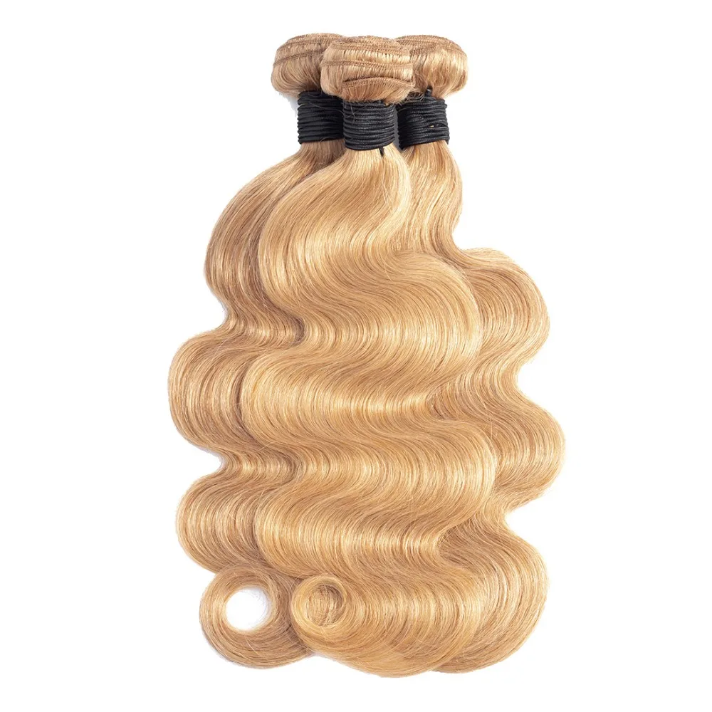 Медовый блонд #27 объемная волна бразильские волосы плетение 3 пучка не Реми