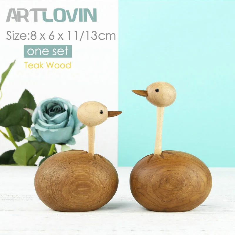 Egg Bird(2pcs) Деревянные фигурки животных в скандинавском стиле, фигурки медведя/собаки/птицы/обезьяны, домашний декор, украшения, игрушки для мальчиков и хобби - Цвет: Egg Bird(2pcs)