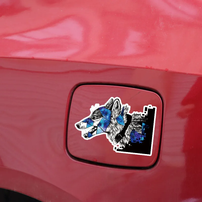 

YJZT 15.5CM*10.5CM Fashion Interesting Wolf Head PVC Animal Car Sticker Colored Decal 5-0883
