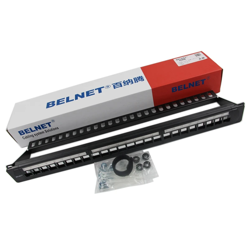 19&quot1U Blank 24 Port Patch Panel UTP Metal Rack Mount Distribution Frame RJ45 Network Cable Adapter Computer CAT6 5 Keystone Jack |