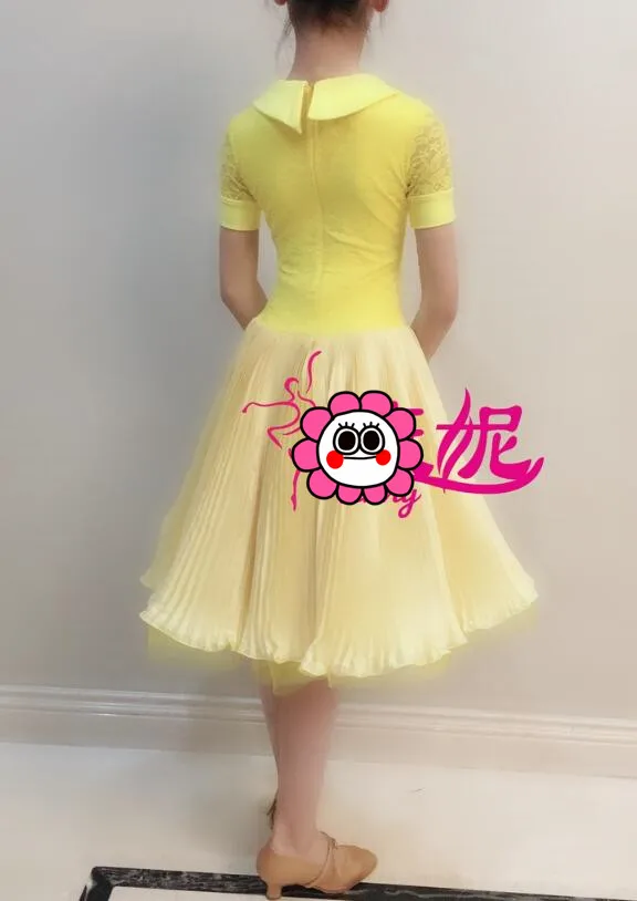 customize girl juvenile modern dance costumes kids ballroom dresses standard dancing clothes yellow J22 | Тематическая одежда и