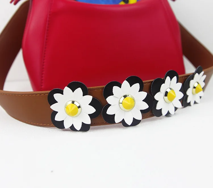 102 см Цветочные заклепки широкие плечевые ремни из искусственной кожи Аксессуары