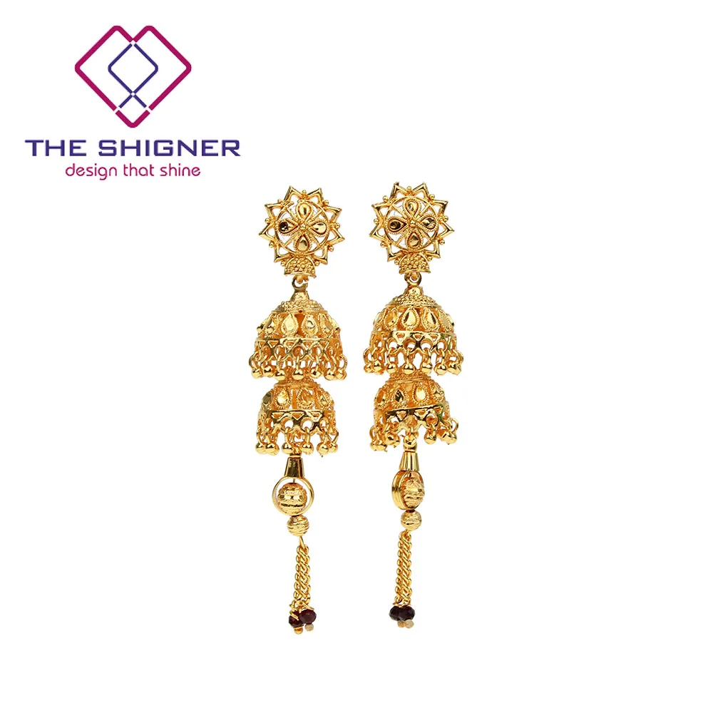 Этнические индийские Золотые Висячие сережки Jhumka Jhumki с кисточками в Дубае