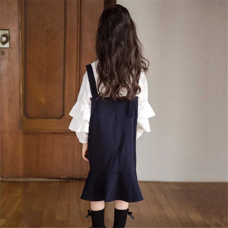 Комплекты одежды для девочек весна 2019 хлопковая жаккардовая рубашка с бантом +