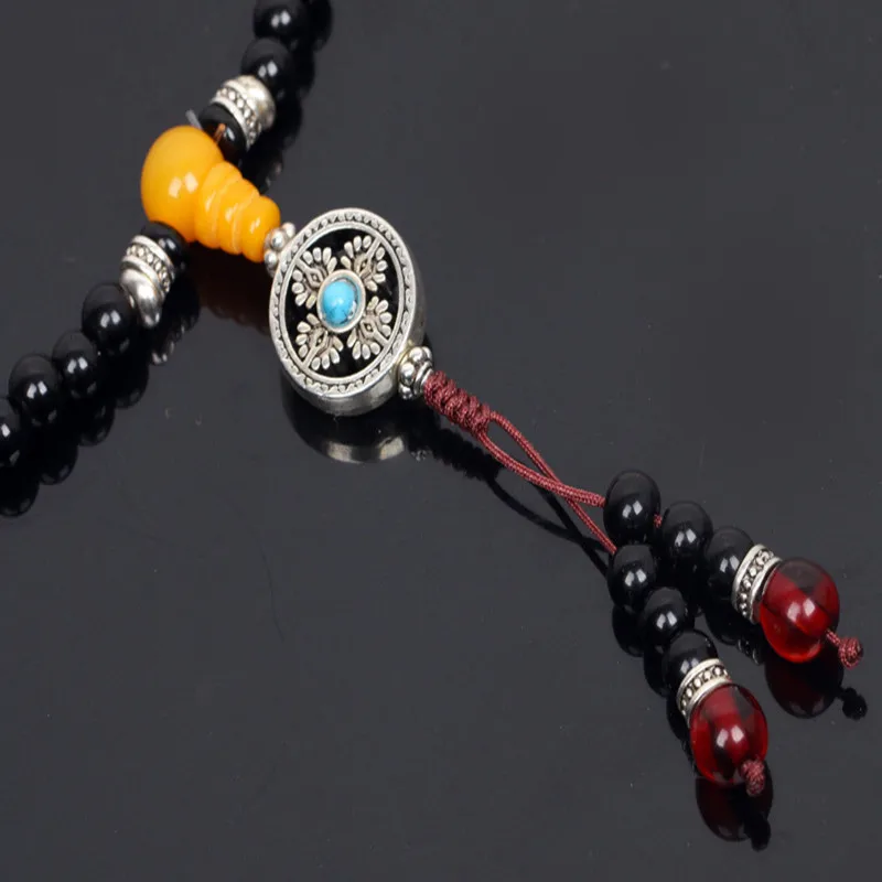 Мужской браслет Sennier из натурального черного камня 6 мм|prayer bracelet|bracelet bracelettibetan