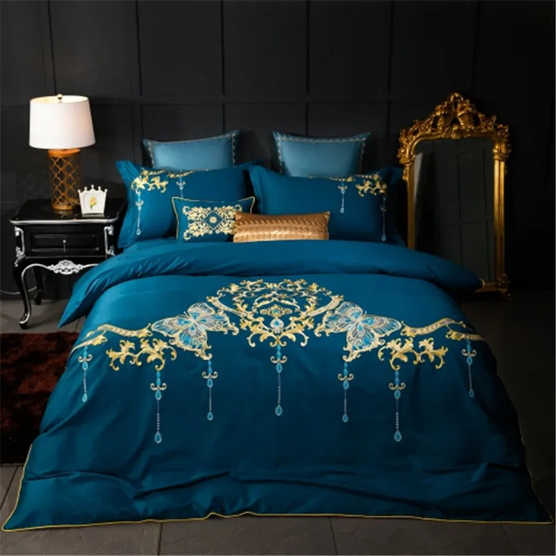 

60SEgyptian Cotton Embroidery Modern Bedding sets Queen King size Luxury Bedding sets Duvet cover Bed sheet set Pillowcase 36