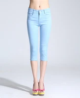 women capris pants candy color summer calf length breeches trousers skinny denim capris for ladies jeans