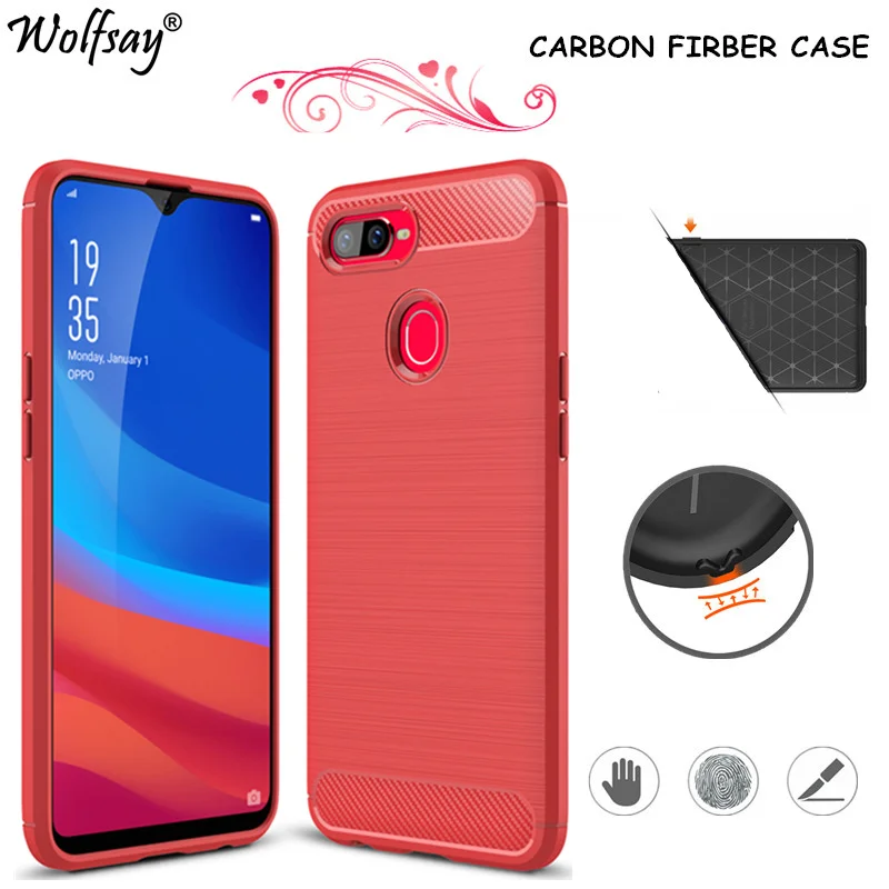 Чехол из углеродного волокна Oppo F9 чехол мягкого ТПУ силикона для телефона Fundas Pro